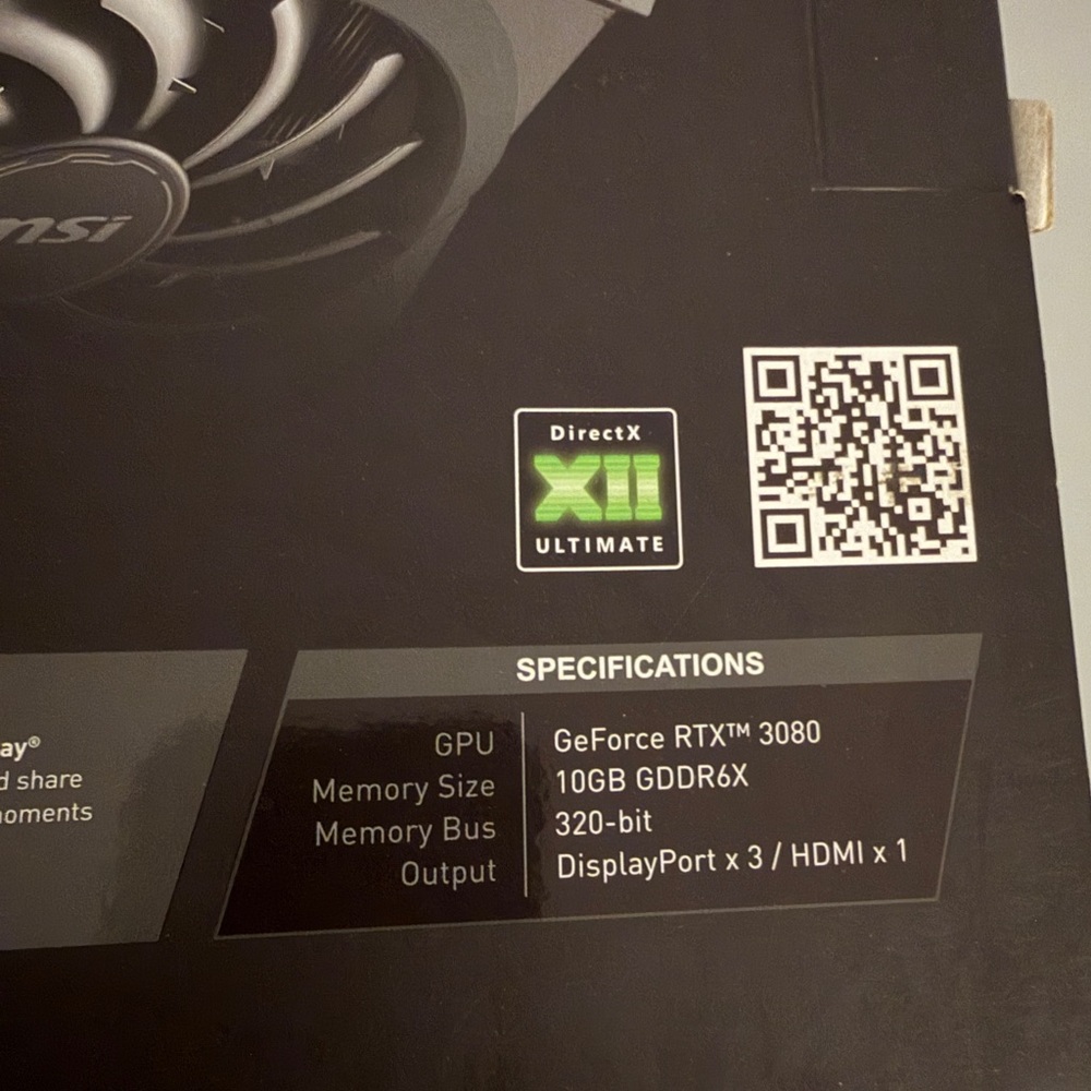 MSI GeForce RTX™3080 VENTUS 3X10G OC Graphics Card/Gigabyte P750GM+Power Supply - Picture 8 of 16